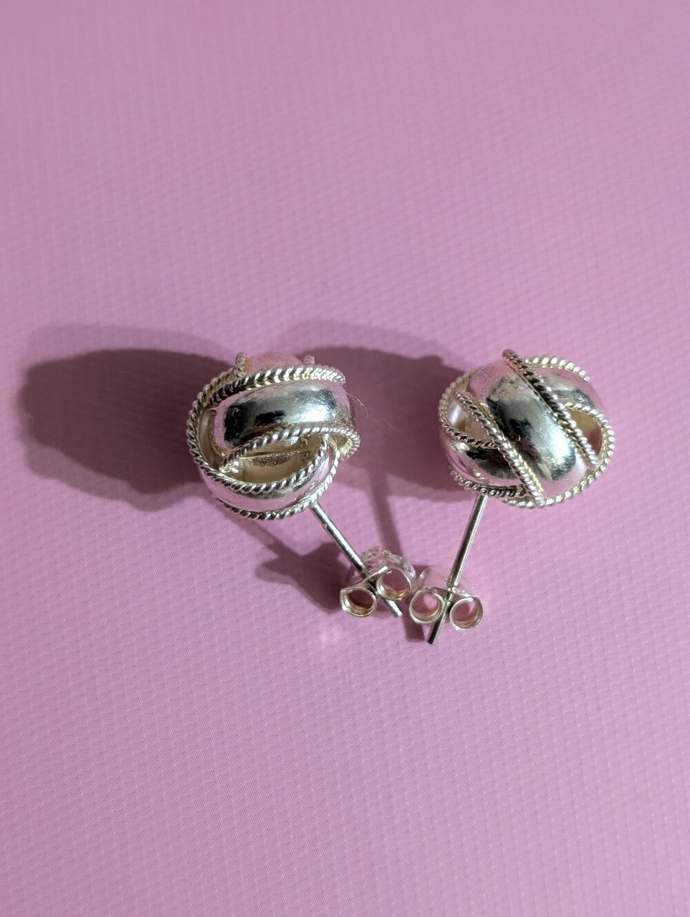 Sterling Silver Knot Stud Earrings - Silver Lovers Knot 925 Vintage